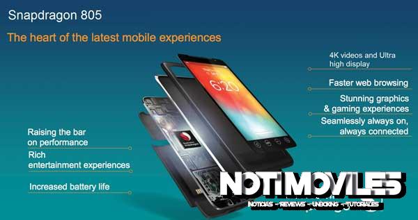 Snapdragon 805 Octa-Core con 64-bit y el reloj de 2.5GHz