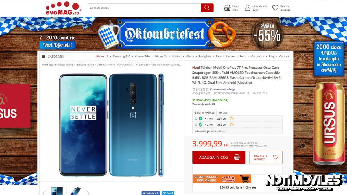 OnePlus 7T Pro está en stock y ya a la venta en un minorista rumano reconocido