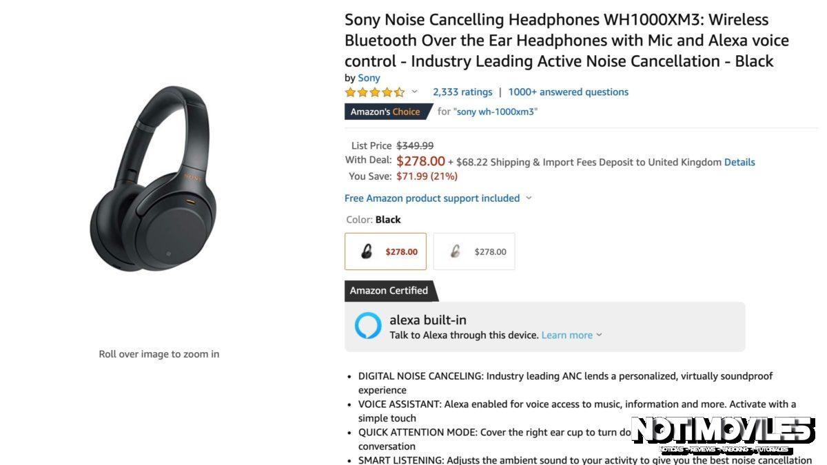 Sony WH-1000XM3 auriculares precio más barato hasta ahora en Amazon!