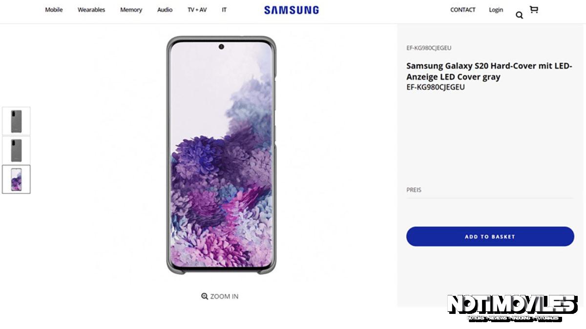 Samsung confirma accidentalmente el nombre y el diseño del Galaxy S20 en su propio sitio