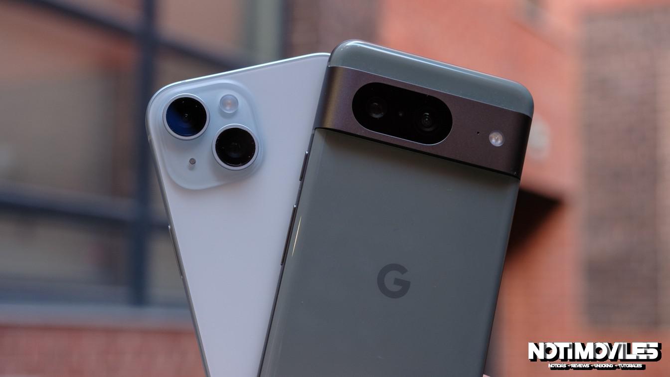 Google Pixel 8 vs Apple iPhone 15 Portada Google Pixel 8 vs Apple iPhone 15 Portada